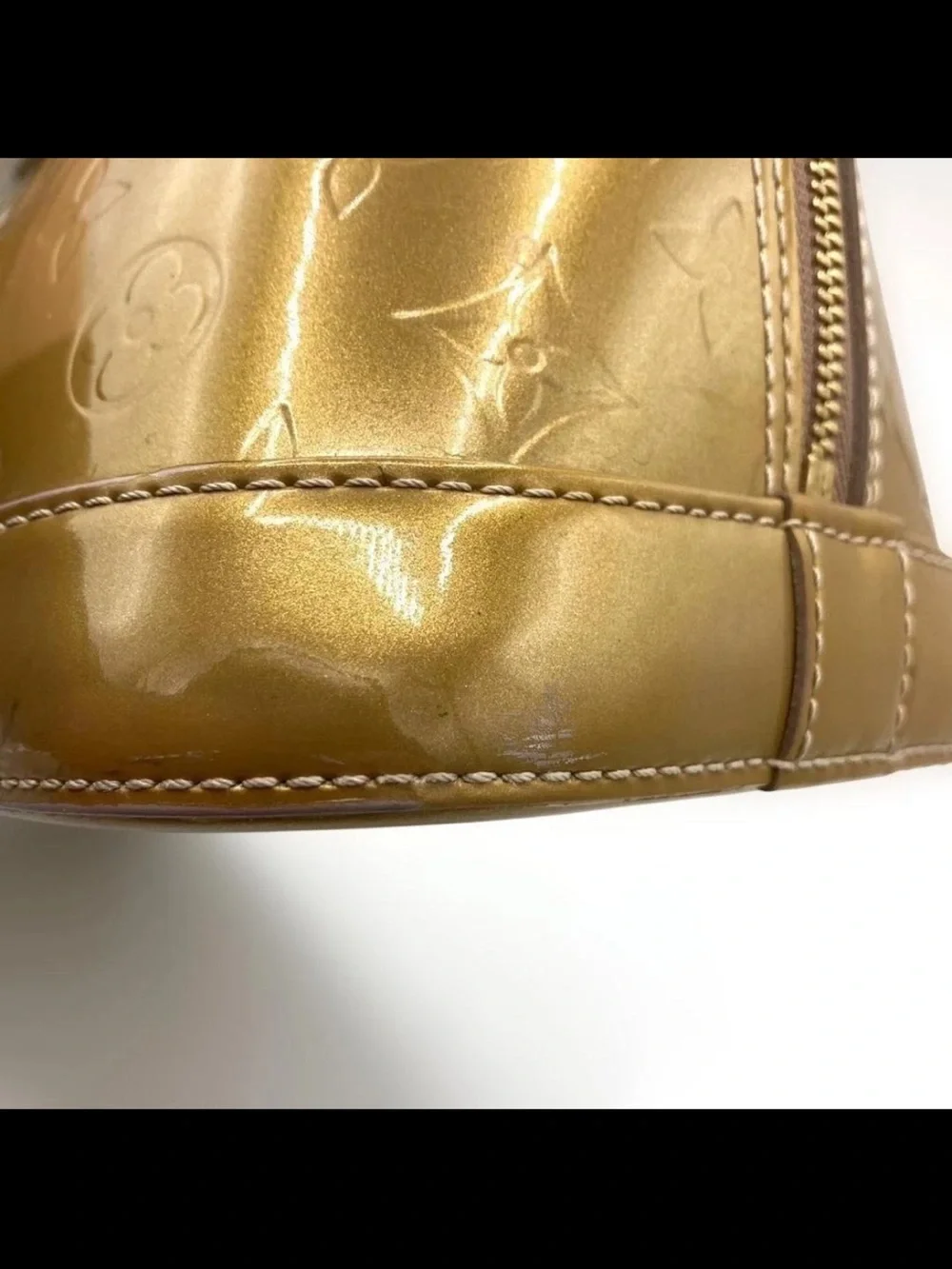 Louis Vuitton Vernis Alma PM Leather Satchel in Mustard